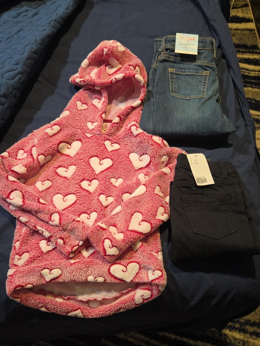 NWT denim, 2 Pairs: Cat & Jack & H&M Size 6/7, And Fleece Size 5/6